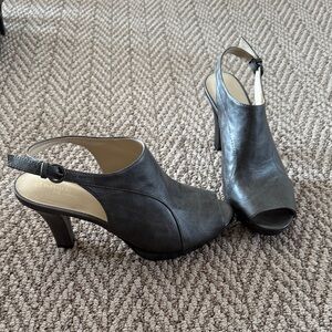 Naturalizer Charcoal Open-Toe Slingback Heels